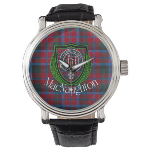 Reloj De Pulsera Tartan y Cresta del Clan Escocés MacNaughton