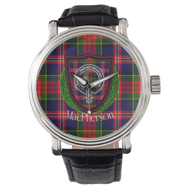 Reloj De Pulsera Tartan y Cresta del Clan Escocés MacPherson (Anverso)