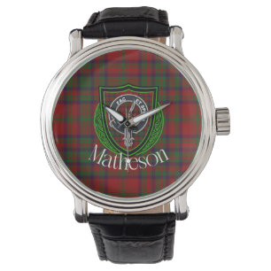 Reloj De Pulsera Tartan y Cresta del Clan Escocés Matheson