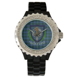 Reloj De Pulsera Tartan y Cresta del Clan Escocés Sutherland