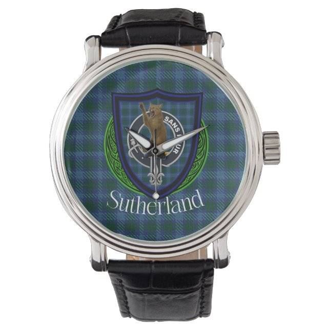 Reloj De Pulsera Tartan y Cresta del Clan Escocés Sutherland (Anverso)