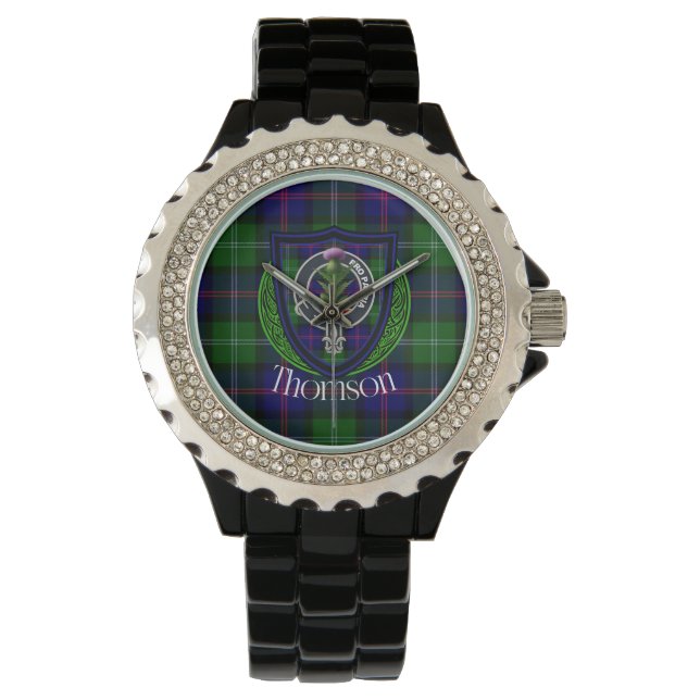 Reloj De Pulsera Tartan y Cresta del Clan Escocés Thomson (Anverso)