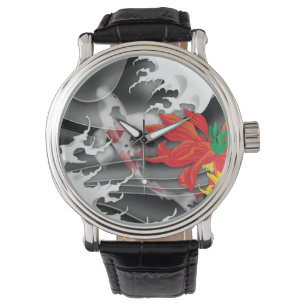 Reloj De Pulsera Tatuaje de Koi: Diseño tradicional del japonés