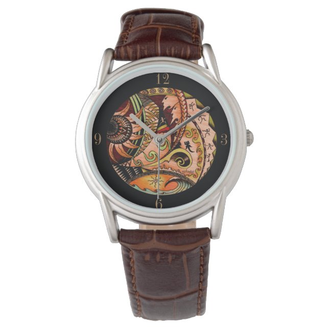 Reloj De Pulsera Tatuaje de madera de Oceania (Anverso)