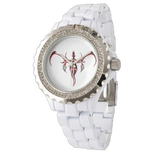 Reloj De Pulsera Tatuaje tribal para elefantes - rojo y negro