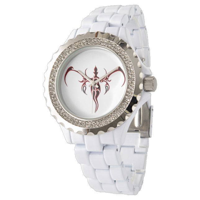 Reloj De Pulsera Tatuaje tribal para elefantes - rojo y negro (Angular)