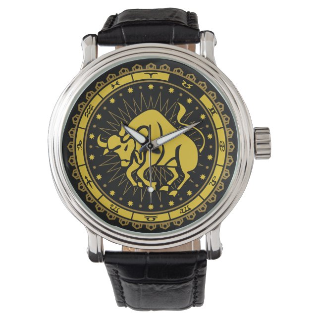 Reloj De Pulsera Tauro - Rótulo Zodiaco - Símbolo - Horóscopo (Anverso)