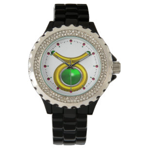 Reloj De Pulsera TAURUS GOLD ZODIAC BIRTHDAY JEWEL, Verde, Blanco