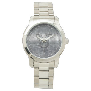 Reloj De Pulsera Taurus Zodiac Rótulo Grunge Estilo Plata Molesto