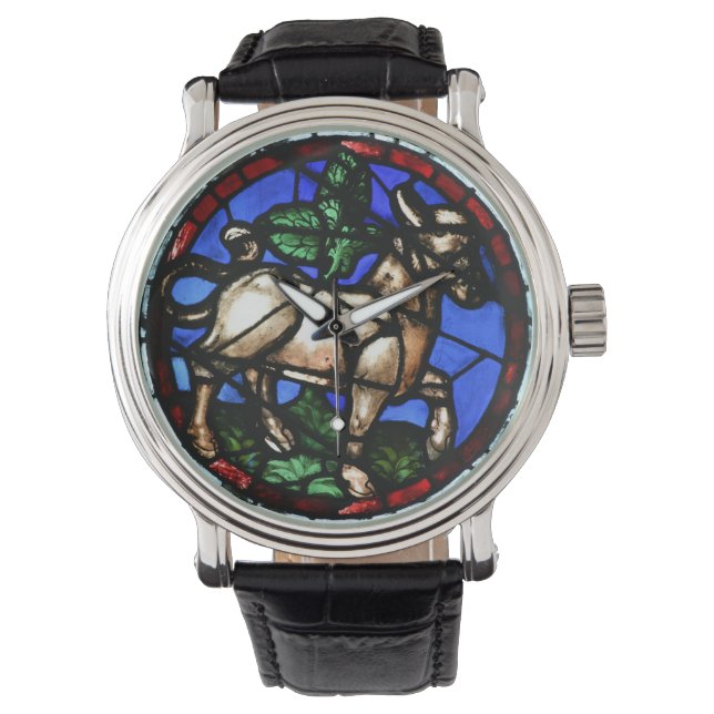 Reloj De Pulsera Taurus Zodiac Stained Glass Notre-Dame de París W1 (Anverso)
