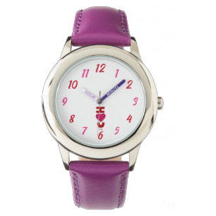 Reloj De Pulsera Te Amo Niños Acero Inoxidable Purple Watch