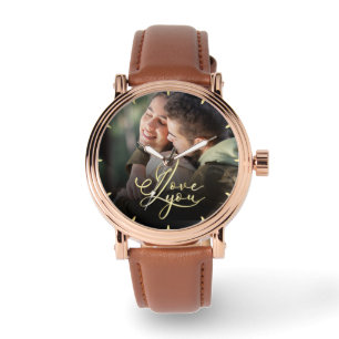Reloj De Pulsera Te amo San Valentín Fotografía moderna de caligraf