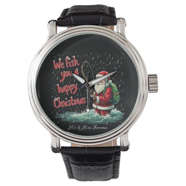 Reloj De Pulsera Te pescamos un Navidad feliz divertido (Anverso)