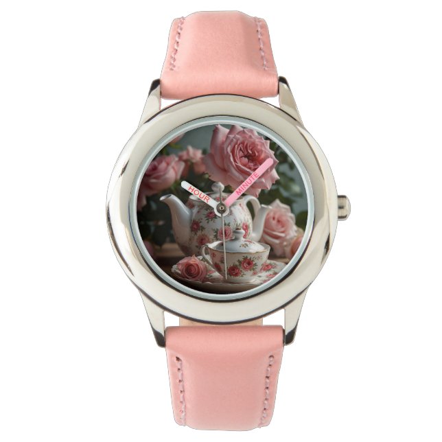 Reloj De Pulsera Té Rosa de col rosa (Anverso)