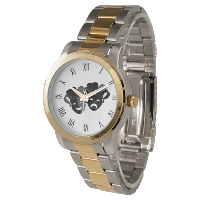 Reloj De Pulsera Teatro de Comedia y Tragedia Números Negros (Angular)