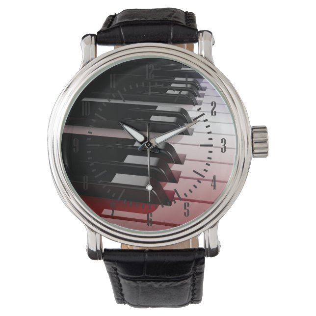 Reloj De Pulsera Teclado de piano rojo blanco y azul (Anverso)