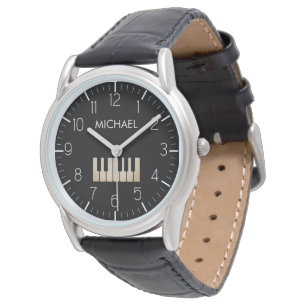 Reloj De Pulsera Teclado piano negro de músico personalizado