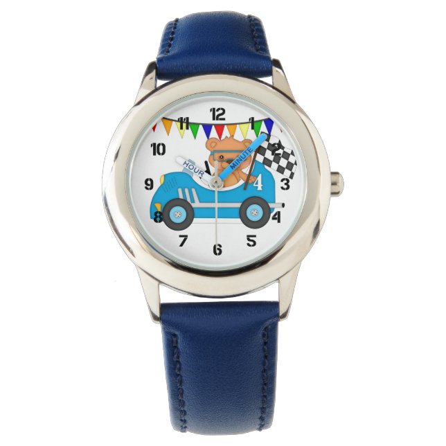 Reloj De Pulsera Teddy Bear Race Car (Anverso)