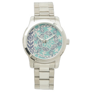 Reloj De Pulsera Teja azul I del batik