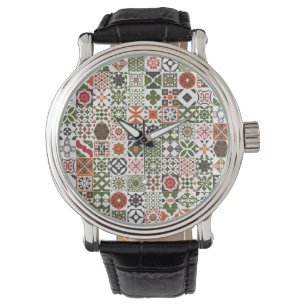 Reloj De Pulsera Teja marroquí - verde, negro, rojo