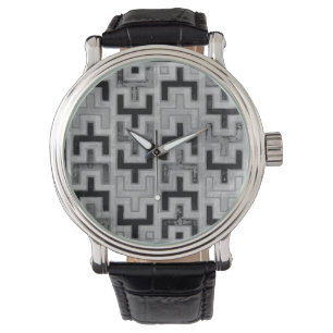 Reloj De Pulsera Tejido de paño negro africano con patrones geomé