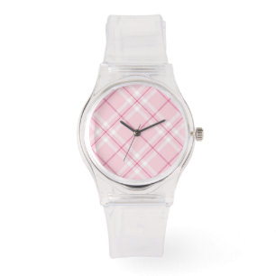 Reloj De Pulsera Tela escocesa rosa clara
