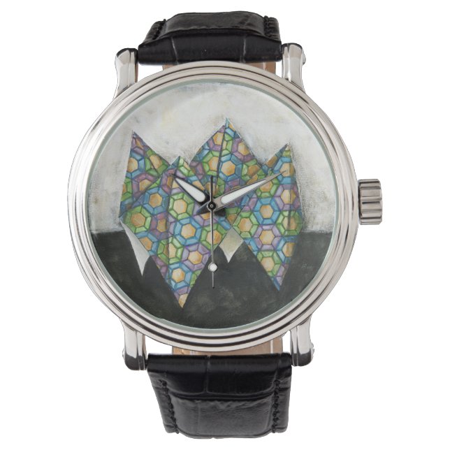 Reloj De Pulsera Teléster de fortuna de origami sobre papel geométr (Anverso)