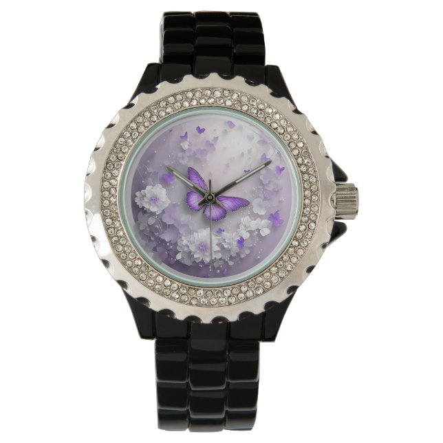 Reloj De Pulsera Tema de la mariposa violeta (Anverso)