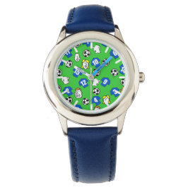 Reloj De Pulsera Tema del fútbol con Camisetas en azul