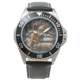 Reloj De Pulsera Tema Occidental de Vaquero de Rodeo con Toro Salva