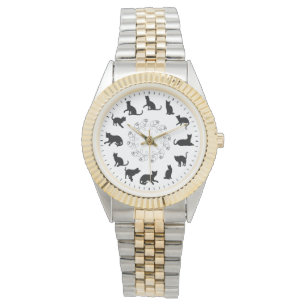 Reloj De Pulsera Tema único de las siluetas de gato negro lindo