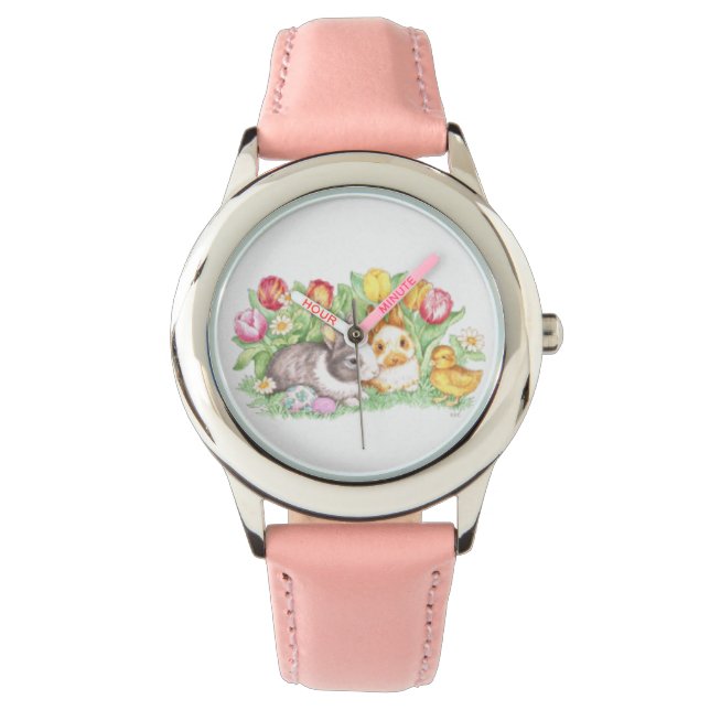 Reloj De Pulsera Temática Primavera Pascua Bunnies Watch (Anverso)