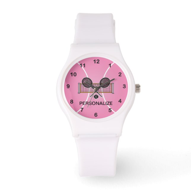 Reloj De Pulsera Tenis | Personalización - Rosa (Anverso)
