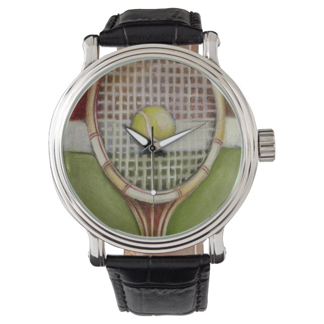 Reloj De Pulsera Tenis Racket con bolas en pista (Anverso)