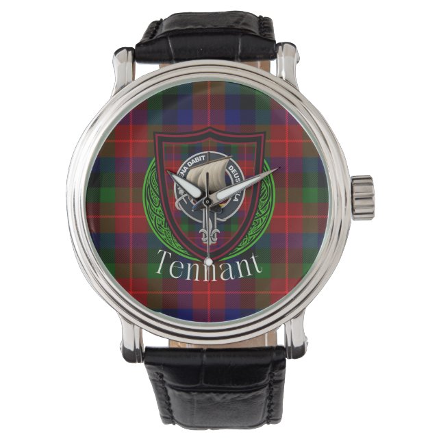 Reloj De Pulsera Tennant Scottish Clan Tartan & Crest (Anverso)