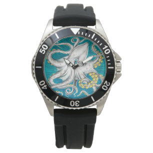 Reloj De Pulsera Tentáculos Octoques Tinta verde verde azulada