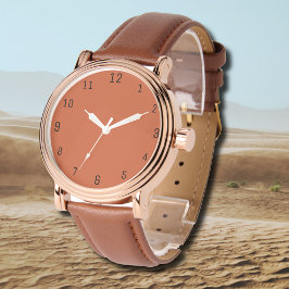 Reloj De Pulsera Terracotta Naranja Color sólido Cálido y Diseño Te