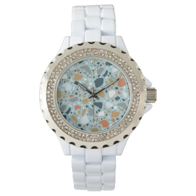 Reloj De Pulsera Terrazzo En Azul (Anverso)