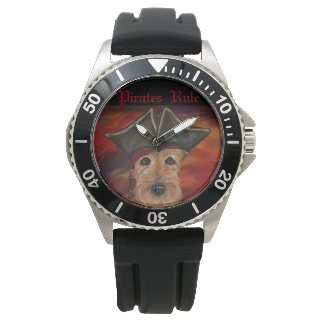 RELOJ DE PULSERA TERRIER DE AIREDALE PIRATA (Anverso)