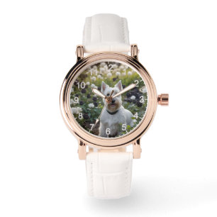Reloj De Pulsera Terrier escocés blanco con Rosas blancos negros,