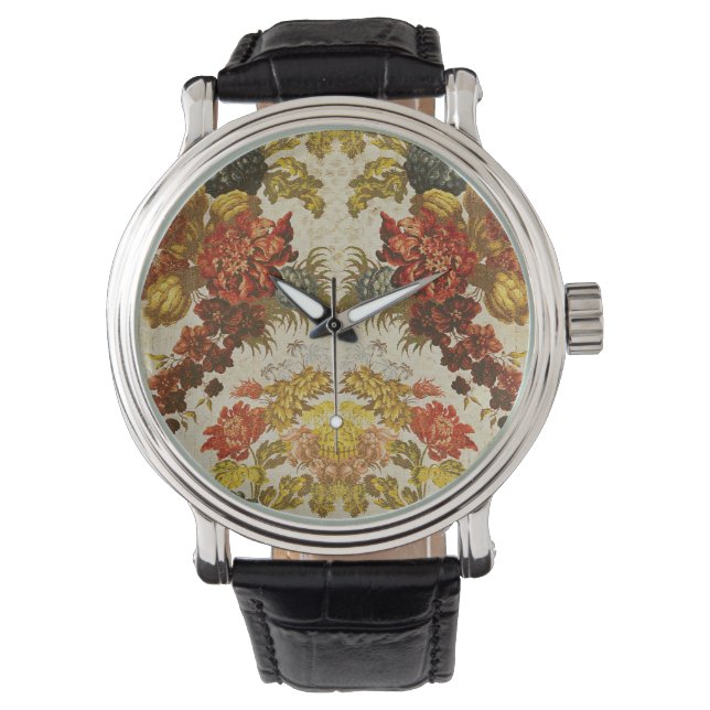 Reloj De Pulsera Textil con un patrón floral repetido (Anverso)