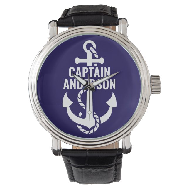 Reloj De Pulsera Texto personalizado de marinero de bandera de la m (Anverso)