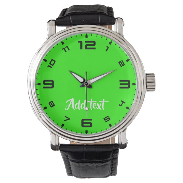 Reloj De Pulsera texto personalizado verde claro plano (Anverso)