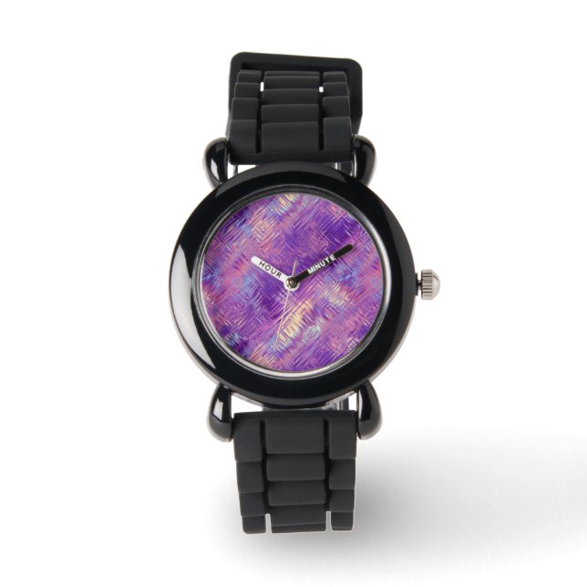Reloj De Pulsera Textura Amethyst Purple Crystal Gel (Anverso)
