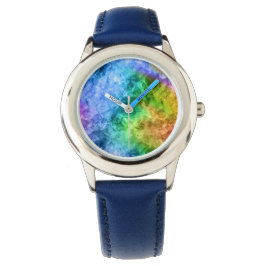 Reloj De Pulsera Textura azul de pavo real cruzada