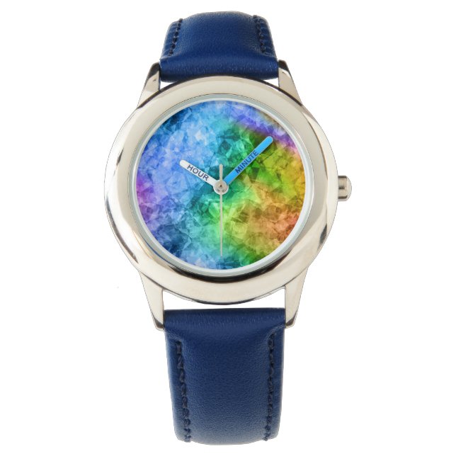 Reloj De Pulsera Textura azul de pavo real cruzada (Anverso)