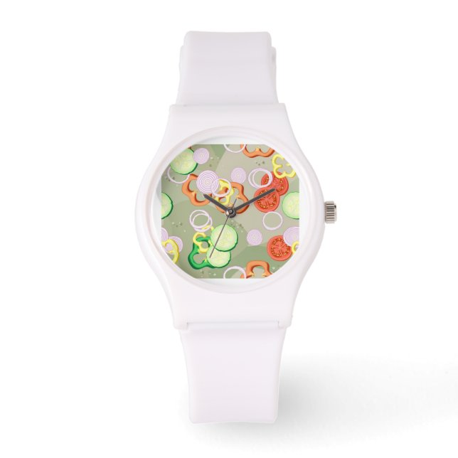 Reloj De Pulsera Textura Con Cortes De Verduras (Anverso)