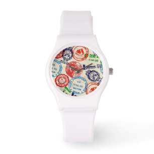 Reloj De Pulsera Textura con sellos reales.