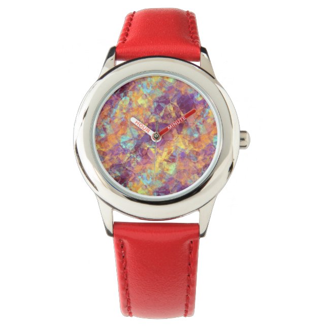 Reloj De Pulsera Textura cruzada púrpura de plumas (Anverso)