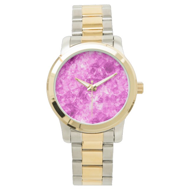 Reloj De Pulsera Textura cruzada rosa (Anverso)